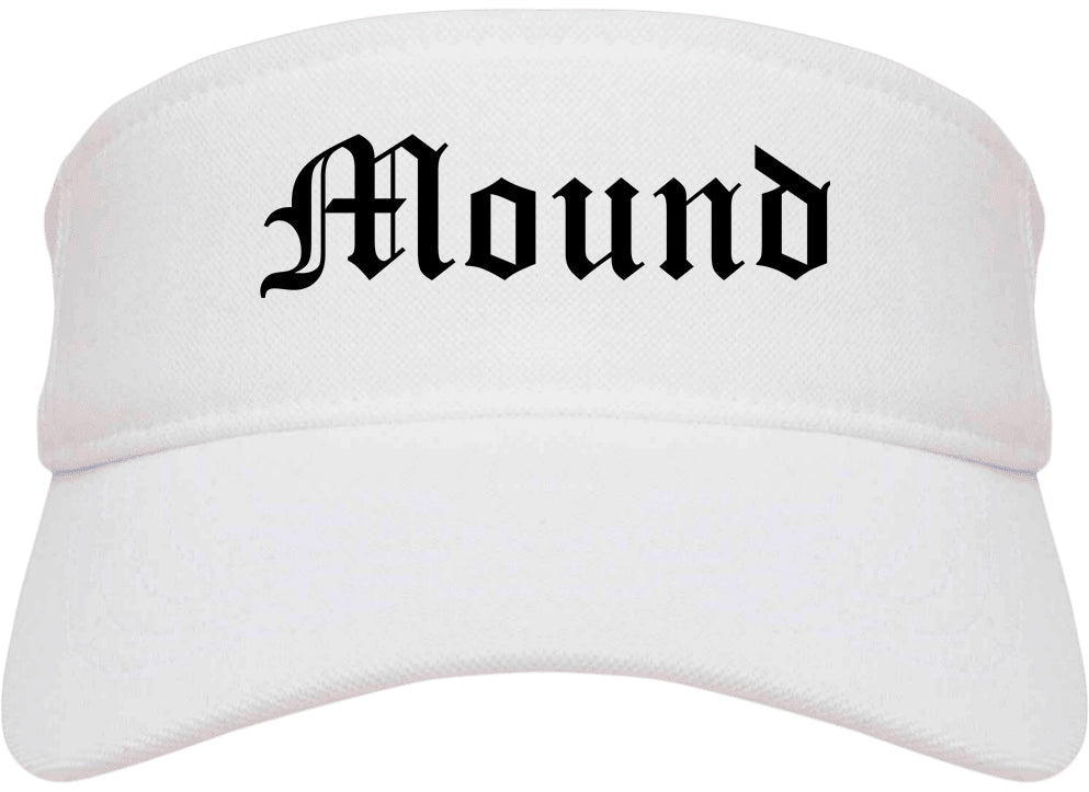 Mound Minnesota MN Old English Mens Visor Cap Hat White