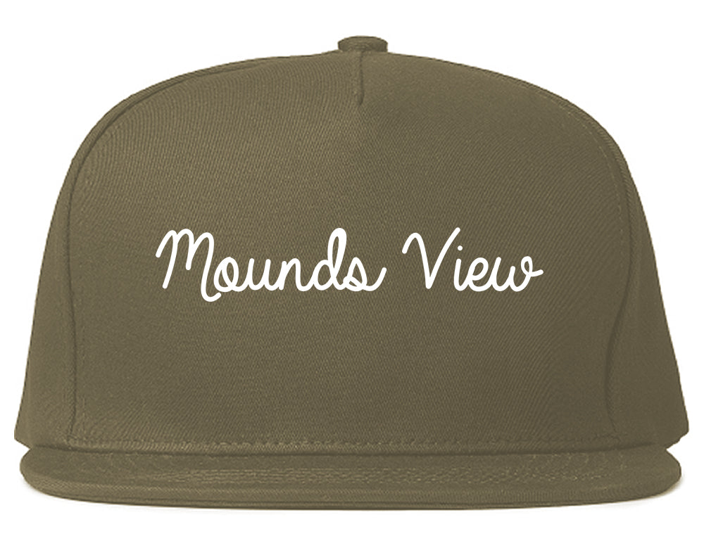 Mounds View Minnesota MN Script Mens Snapback Hat Grey
