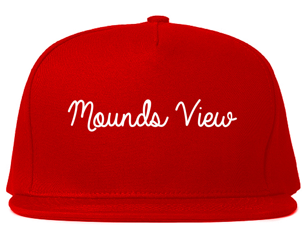 Mounds View Minnesota MN Script Mens Snapback Hat Red