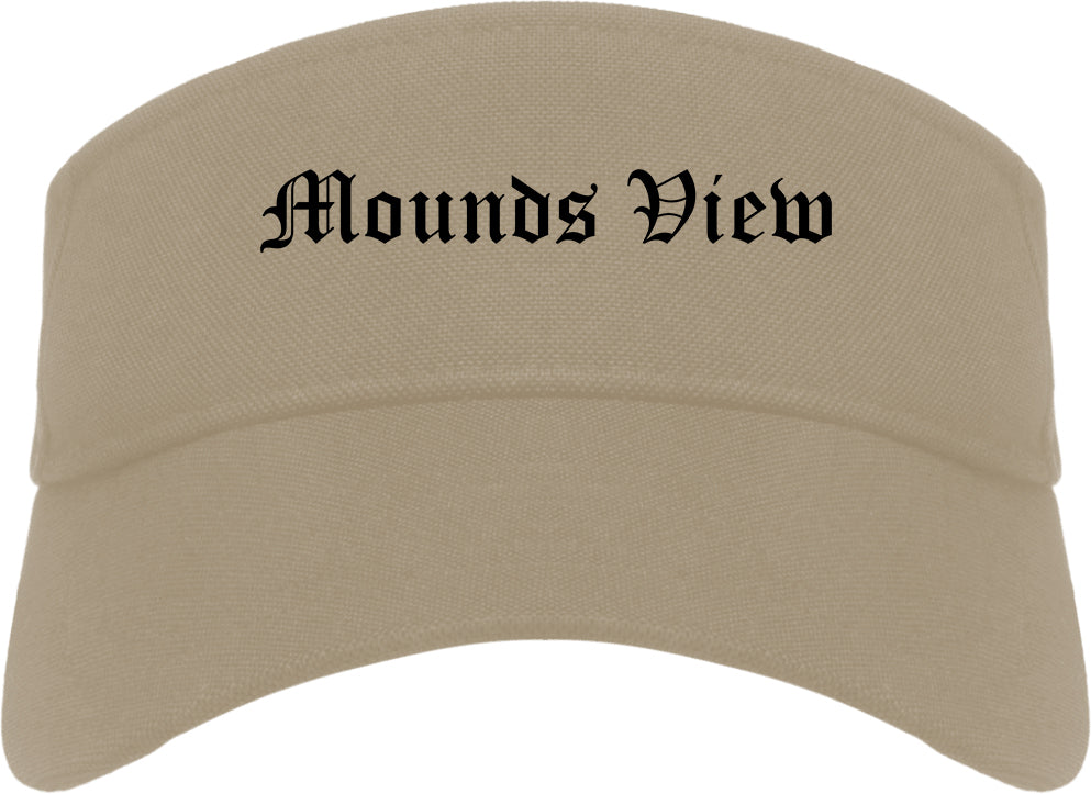 Mounds View Minnesota MN Old English Mens Visor Cap Hat Khaki