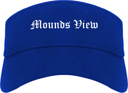 Mounds View Minnesota MN Old English Mens Visor Cap Hat Royal Blue