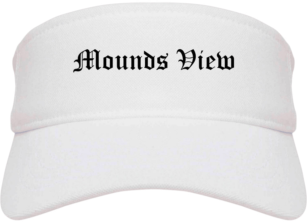 Mounds View Minnesota MN Old English Mens Visor Cap Hat White