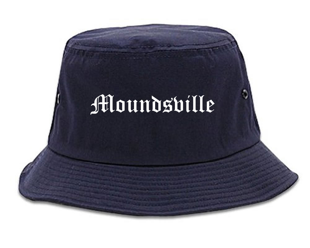 Moundsville West Virginia WV Old English Mens Bucket Hat Navy Blue