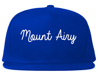 Mount Airy Maryland MD Script Mens Snapback Hat Royal Blue