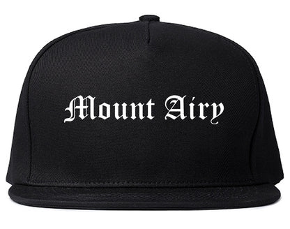 Mount Airy North Carolina NC Old English Mens Snapback Hat Black