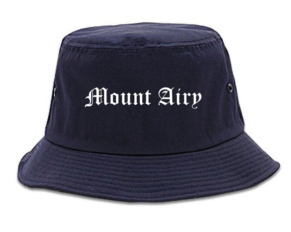 Mount Airy North Carolina NC Old English Mens Bucket Hat Navy Blue