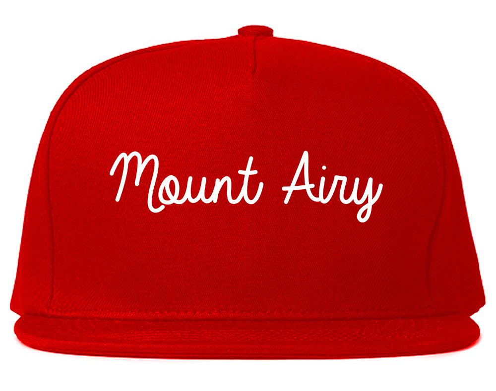 Mount Airy North Carolina NC Script Mens Snapback Hat Red