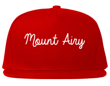 Mount Airy North Carolina NC Script Mens Snapback Hat Red