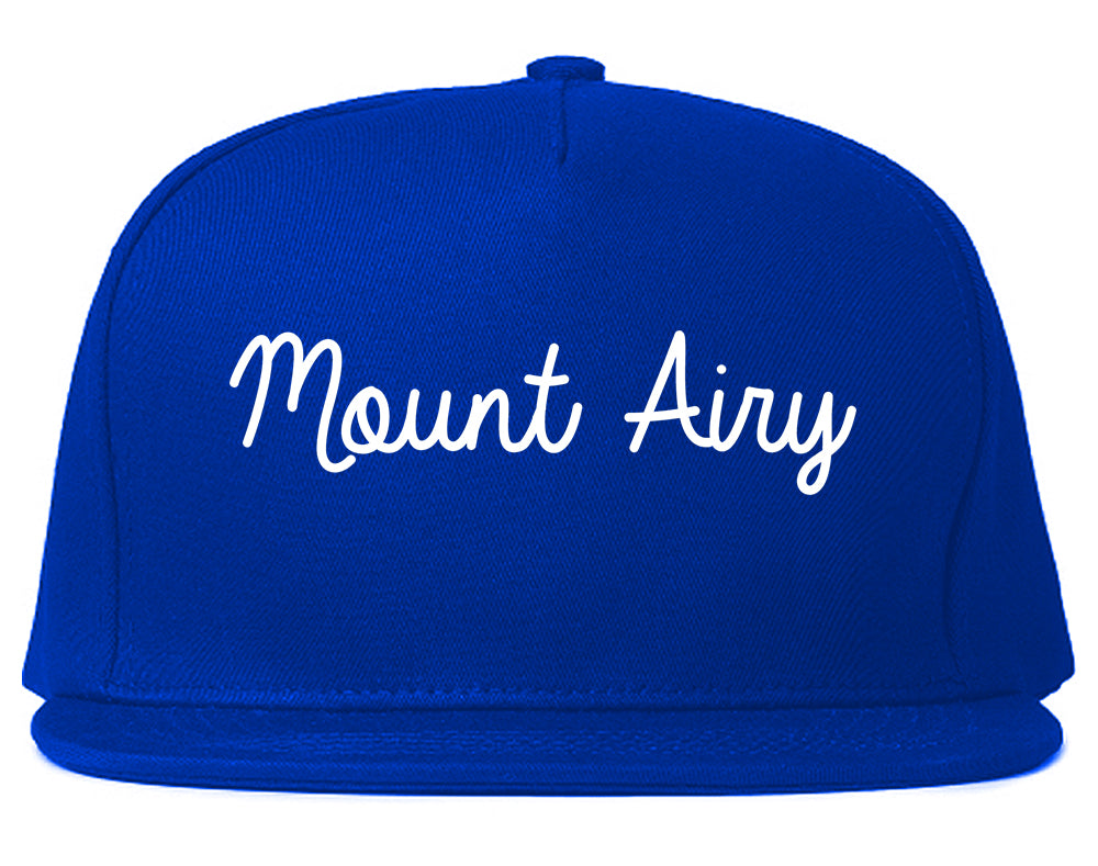 Mount Airy North Carolina NC Script Mens Snapback Hat Royal Blue