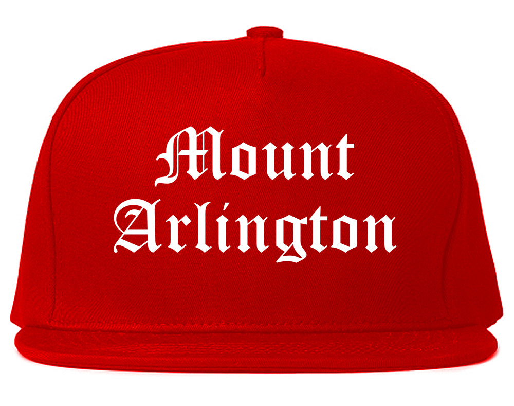 Mount Arlington New Jersey NJ Old English Mens Snapback Hat Red