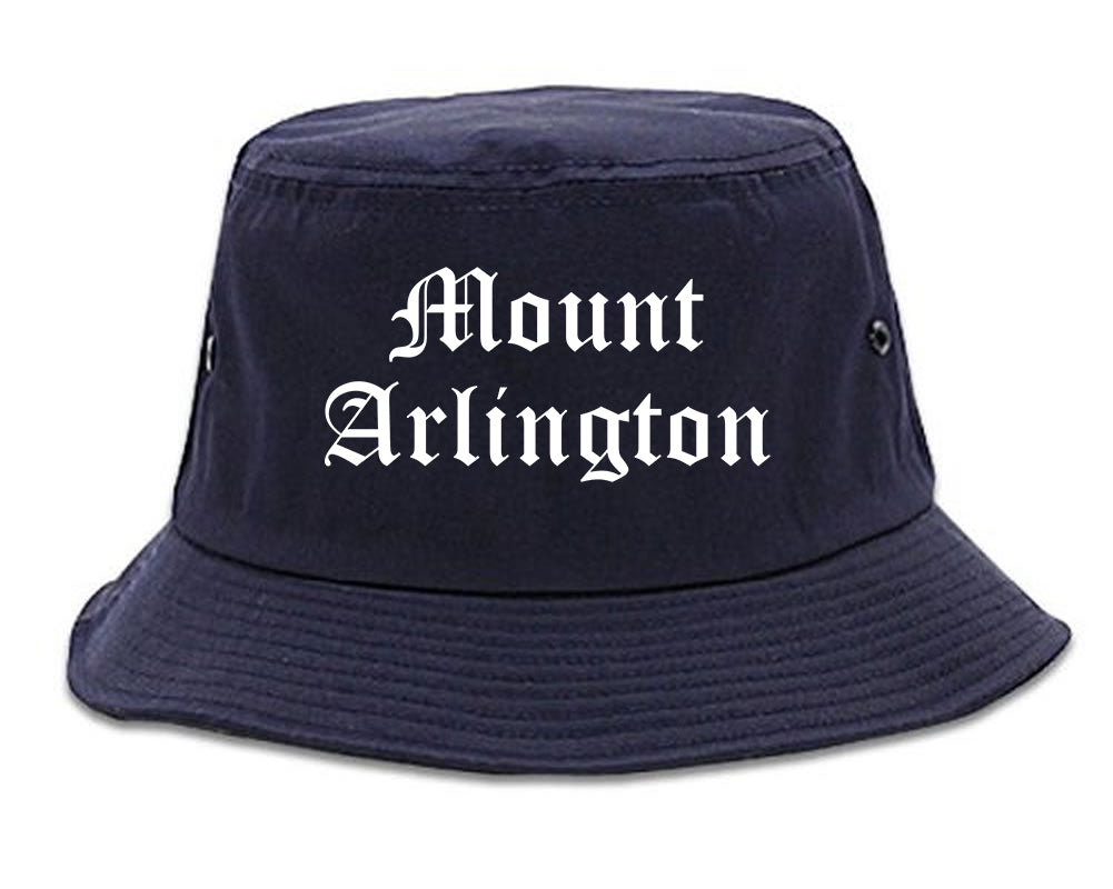 Mount Arlington New Jersey NJ Old English Mens Bucket Hat Navy Blue