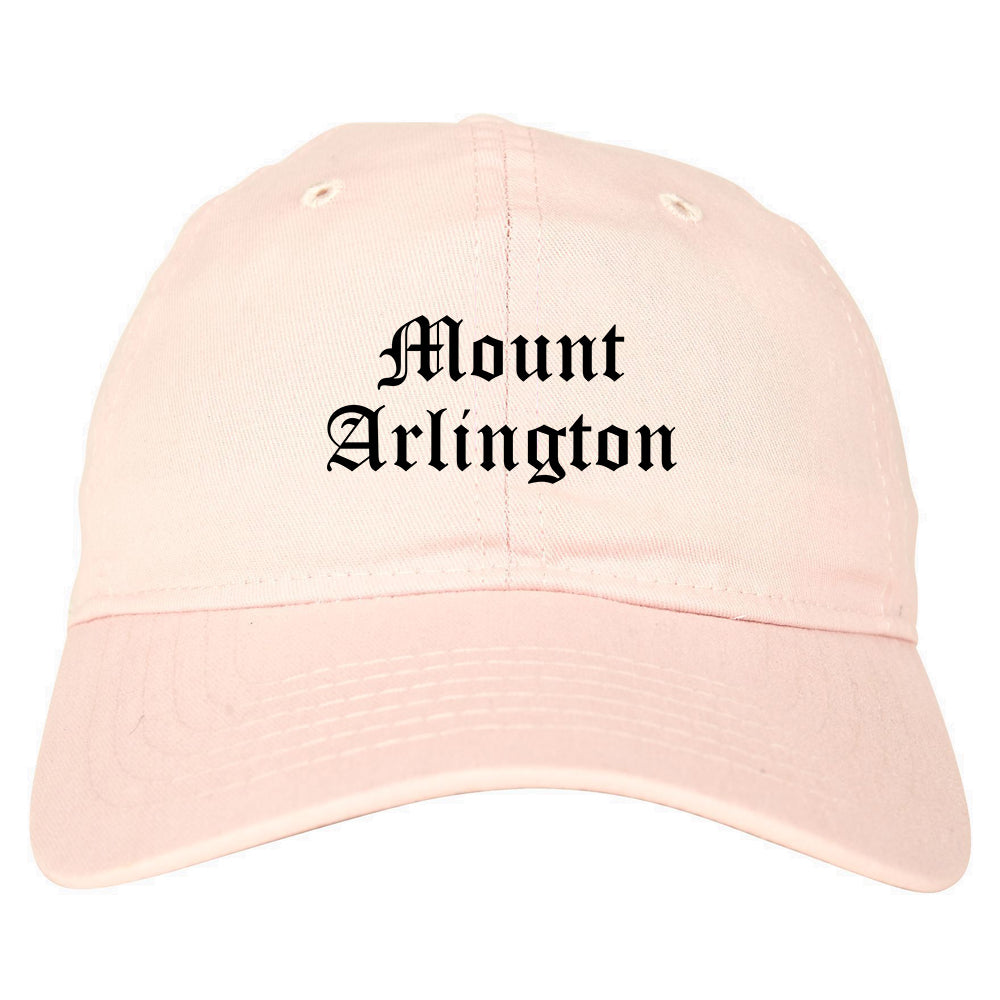 Mount Arlington New Jersey NJ Old English Mens Dad Hat Baseball Cap Pink
