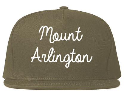 Mount Arlington New Jersey NJ Script Mens Snapback Hat Grey