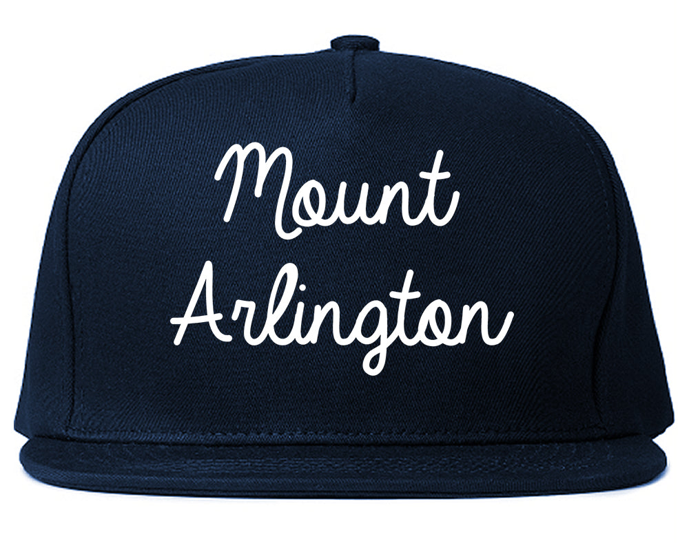 Mount Arlington New Jersey NJ Script Mens Snapback Hat Navy Blue