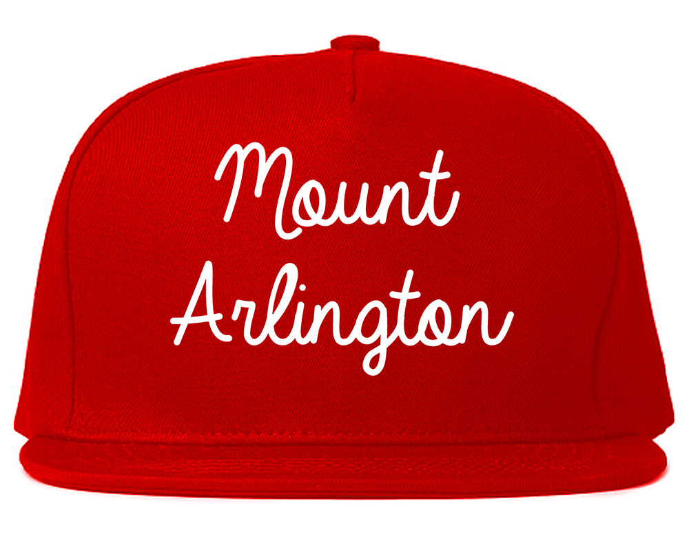 Mount Arlington New Jersey NJ Script Mens Snapback Hat Red
