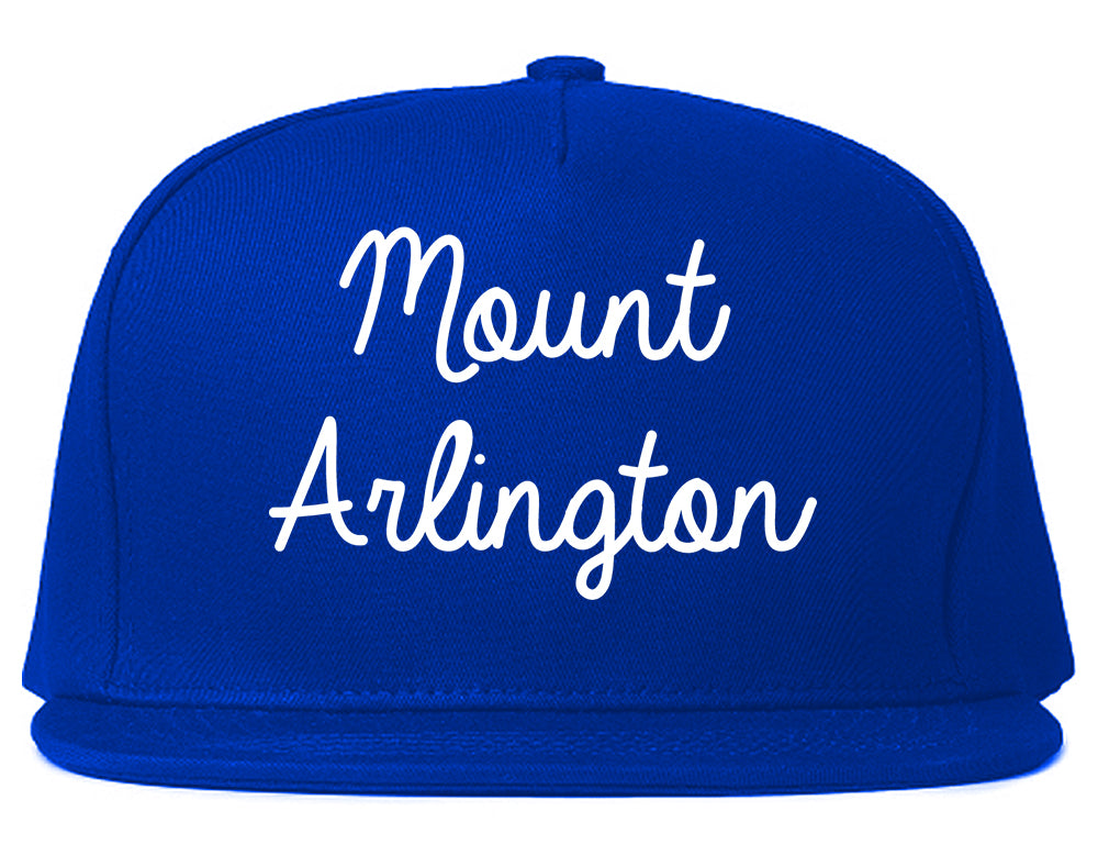 Mount Arlington New Jersey NJ Script Mens Snapback Hat Royal Blue