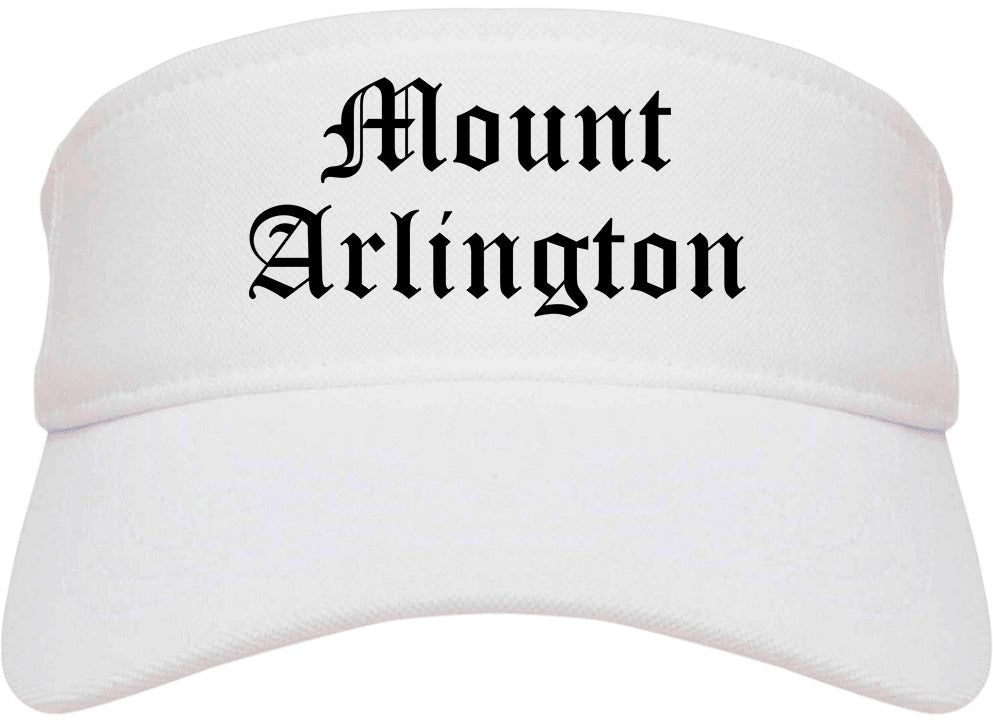 Mount Arlington New Jersey NJ Old English Mens Visor Cap Hat White