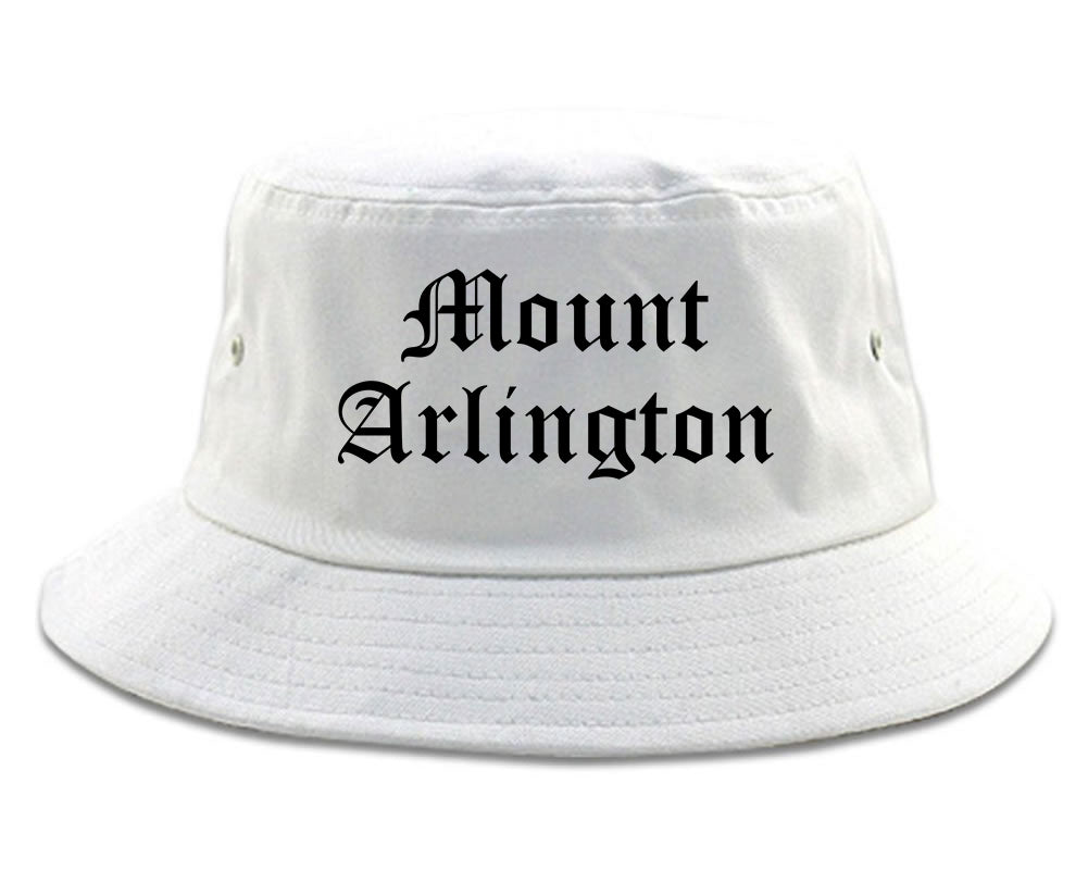 Mount Arlington New Jersey NJ Old English Mens Bucket Hat White
