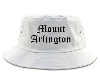 Mount Arlington New Jersey NJ Old English Mens Bucket Hat White