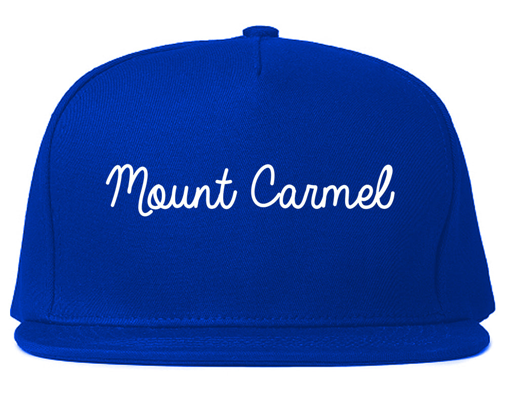 Mount Carmel Illinois IL Script Mens Snapback Hat Royal Blue