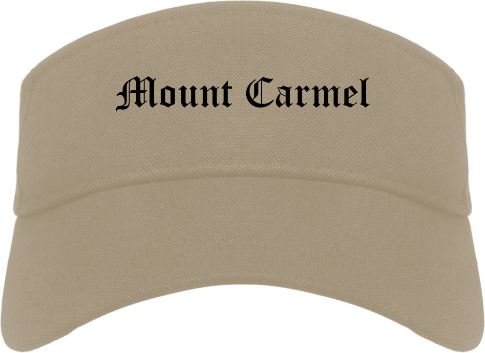 Mount Carmel Illinois IL Old English Mens Visor Cap Hat Khaki