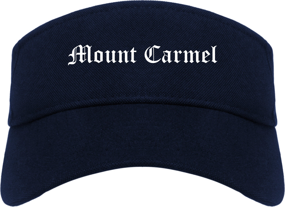 Mount Carmel Illinois IL Old English Mens Visor Cap Hat Navy Blue