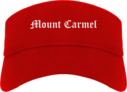 Mount Carmel Illinois IL Old English Mens Visor Cap Hat Red