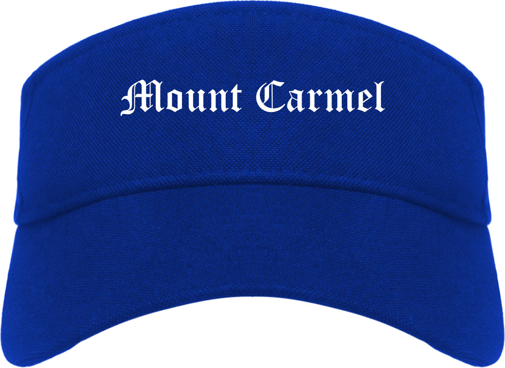 Mount Carmel Illinois IL Old English Mens Visor Cap Hat Royal Blue