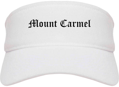 Mount Carmel Illinois IL Old English Mens Visor Cap Hat White