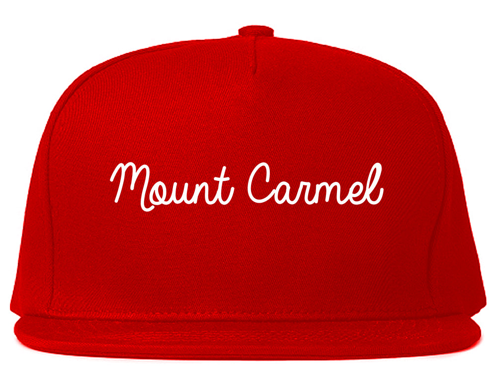 Mount Carmel Pennsylvania PA Script Mens Snapback Hat Red