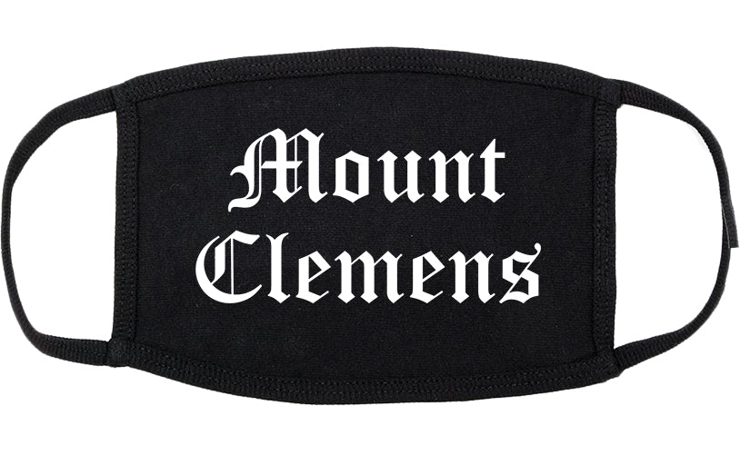 Mount Clemens Michigan MI Old English Cotton Face Mask Black