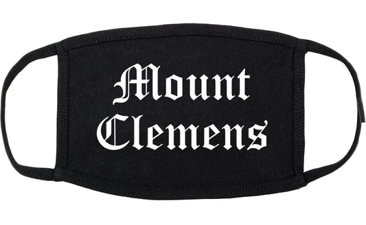 Mount Clemens Michigan MI Old English Cotton Face Mask Black