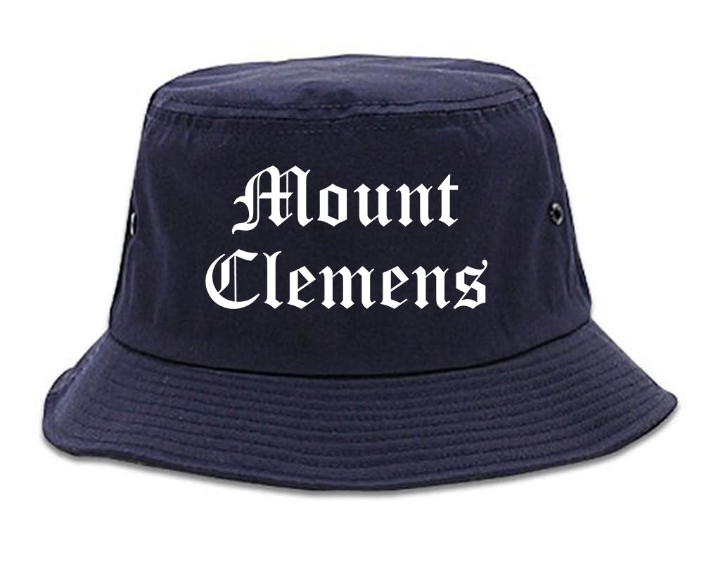 Mount Clemens Michigan MI Old English Mens Bucket Hat Navy Blue