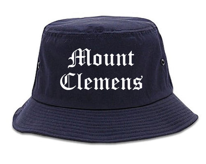 Mount Clemens Michigan MI Old English Mens Bucket Hat Navy Blue