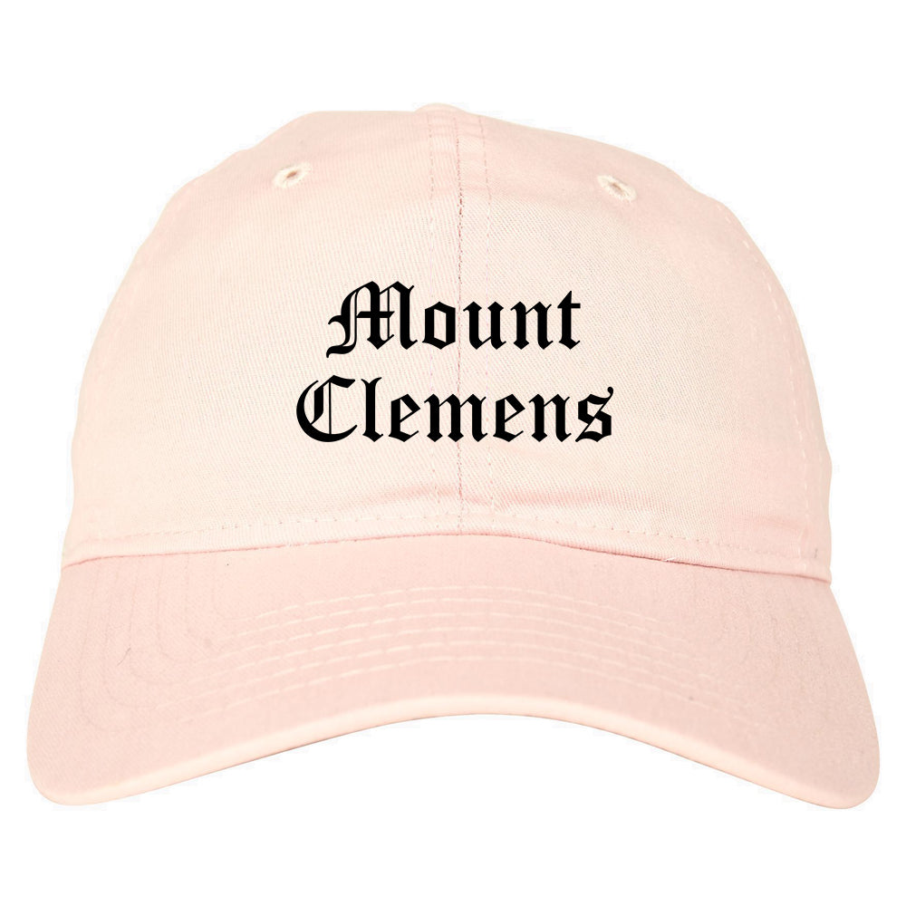 Mount Clemens Michigan MI Old English Mens Dad Hat Baseball Cap Pink