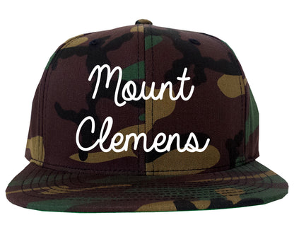 Mount Clemens Michigan MI Script Mens Snapback Hat Army Camo
