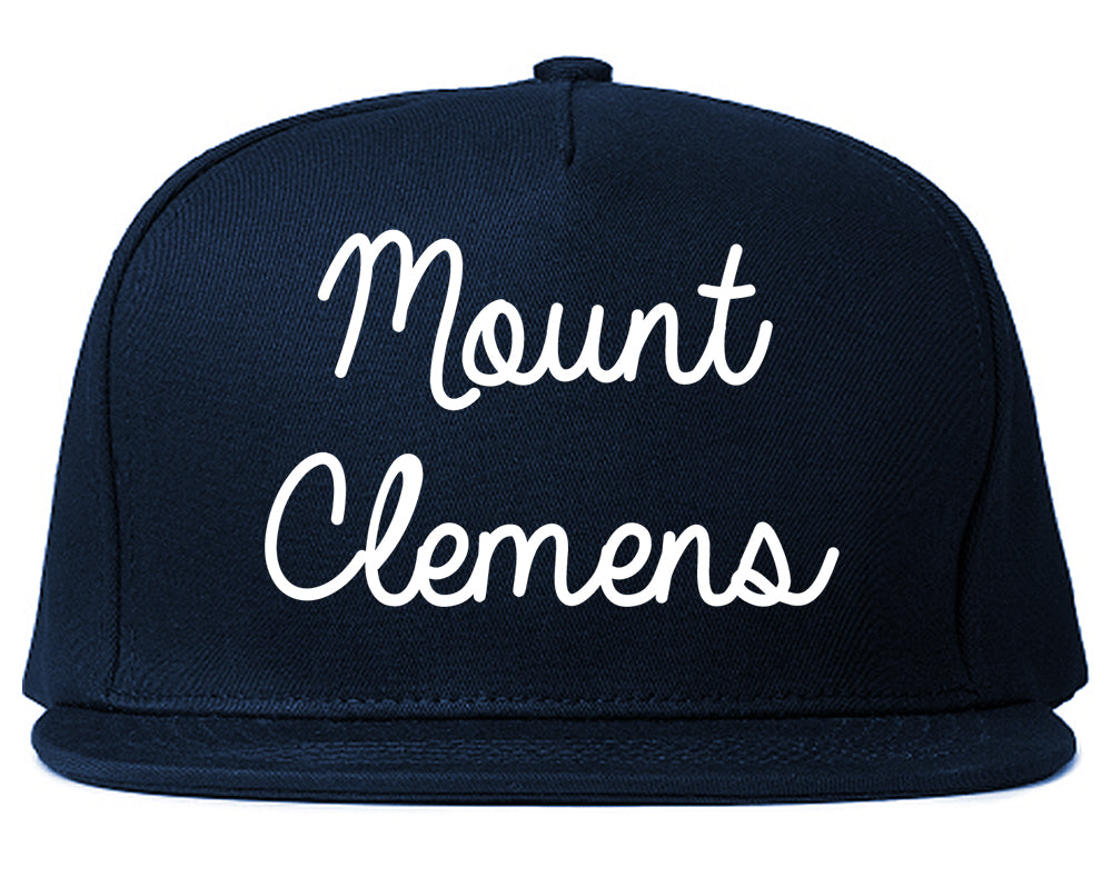Mount Clemens Michigan MI Script Mens Snapback Hat Navy Blue