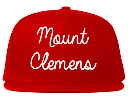 Mount Clemens Michigan MI Script Mens Snapback Hat Red