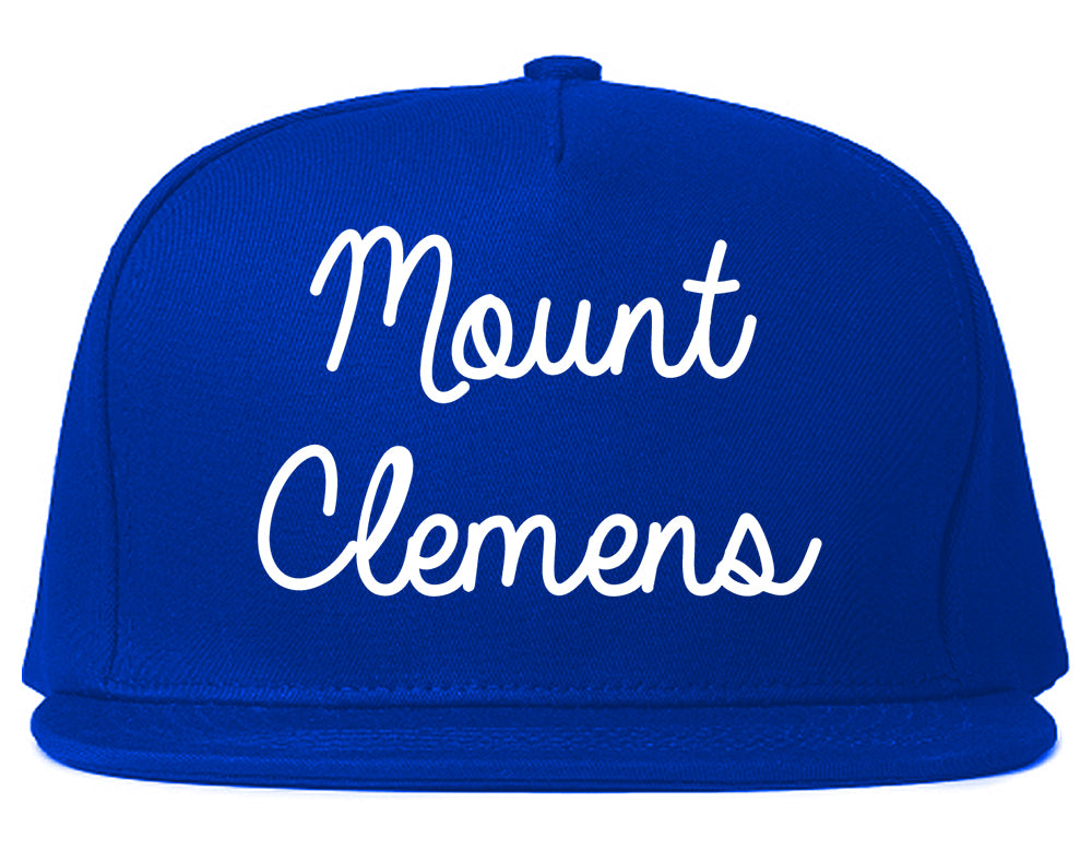 Mount Clemens Michigan MI Script Mens Snapback Hat Royal Blue
