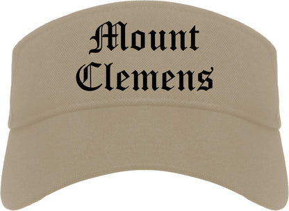 Mount Clemens Michigan MI Old English Mens Visor Cap Hat Khaki