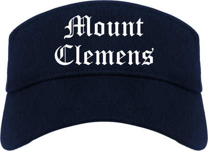 Mount Clemens Michigan MI Old English Mens Visor Cap Hat Navy Blue