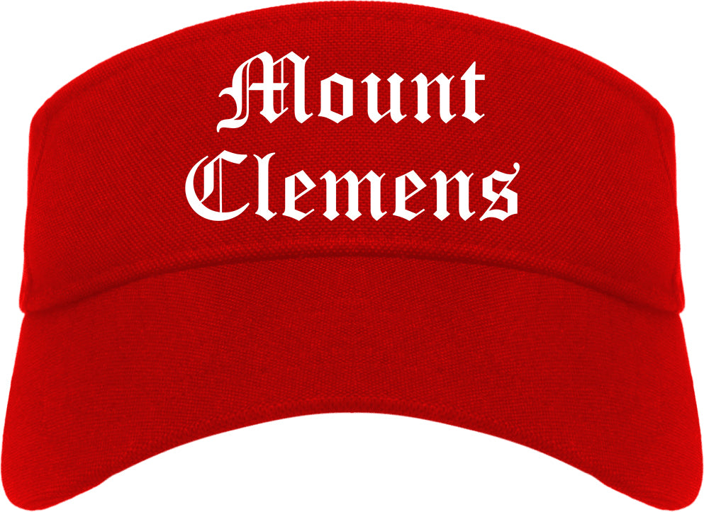 Mount Clemens Michigan MI Old English Mens Visor Cap Hat Red