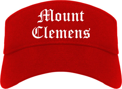 Mount Clemens Michigan MI Old English Mens Visor Cap Hat Red
