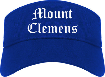 Mount Clemens Michigan MI Old English Mens Visor Cap Hat Royal Blue
