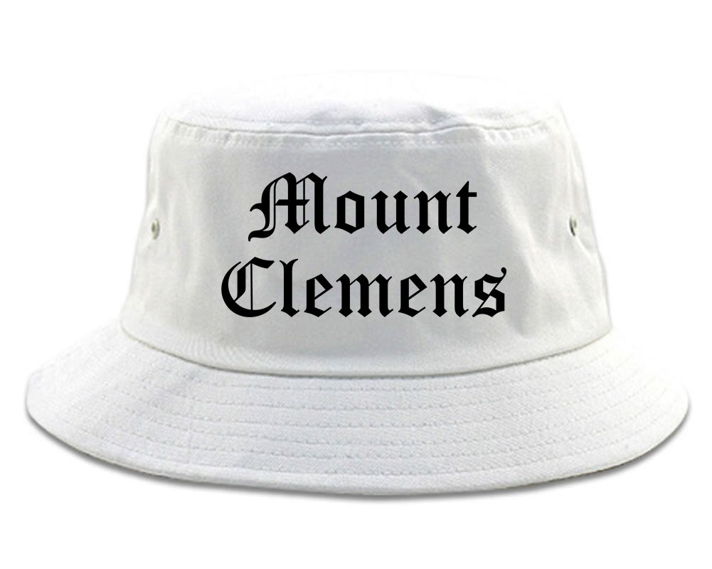 Mount Clemens Michigan MI Old English Mens Bucket Hat White