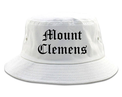Mount Clemens Michigan MI Old English Mens Bucket Hat White