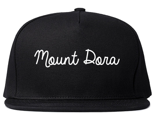 Mount Dora Florida FL Script Mens Snapback Hat Black