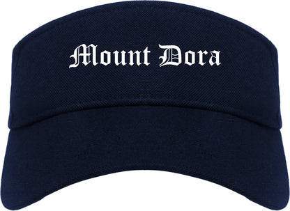 Mount Dora Florida FL Old English Mens Visor Cap Hat Navy Blue