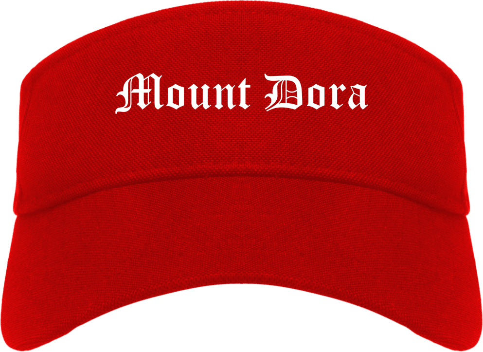 Mount Dora Florida FL Old English Mens Visor Cap Hat Red
