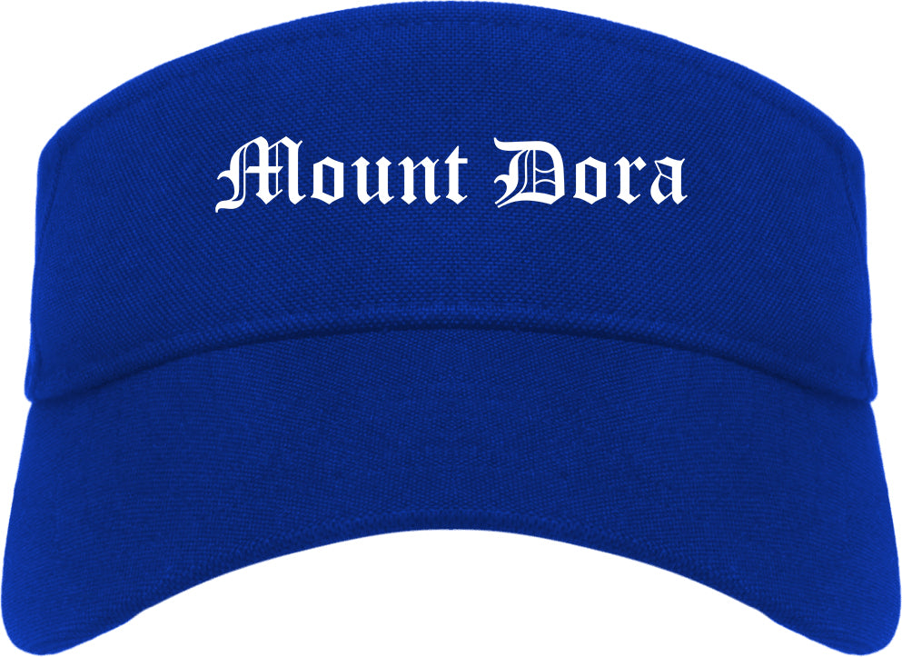 Mount Dora Florida FL Old English Mens Visor Cap Hat Royal Blue